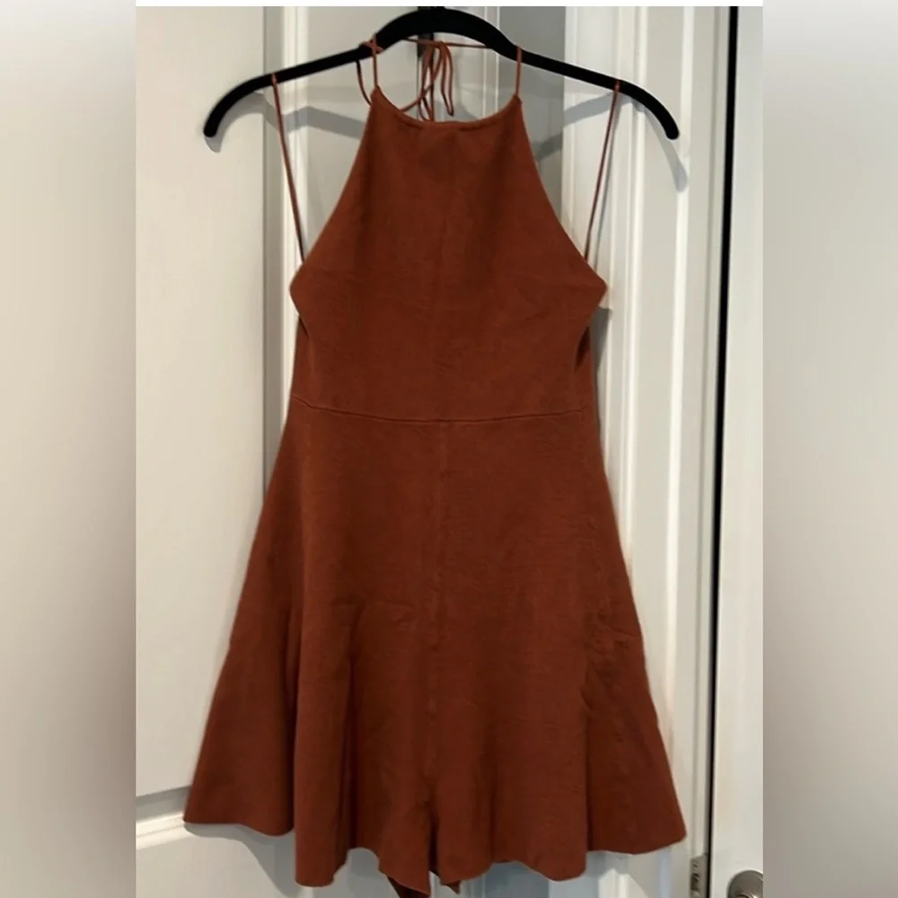 Free People Sweater Romper Mini Dress in Dark Brown Size XS NWT - Picture 2 of 8